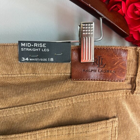 Lauren Ralph Lauren BLACK LABEL Corduroy Mid-Rise Straight Pants Sz 18 in Classi - Picture 6 of 13
